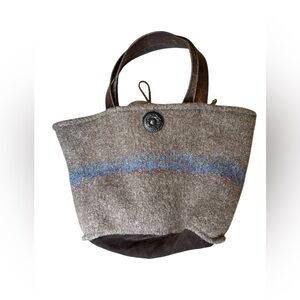 👜‎ Vintage Wool & Leather Tote Bag 🌾 Rustic Artisan Boho Purse 👜